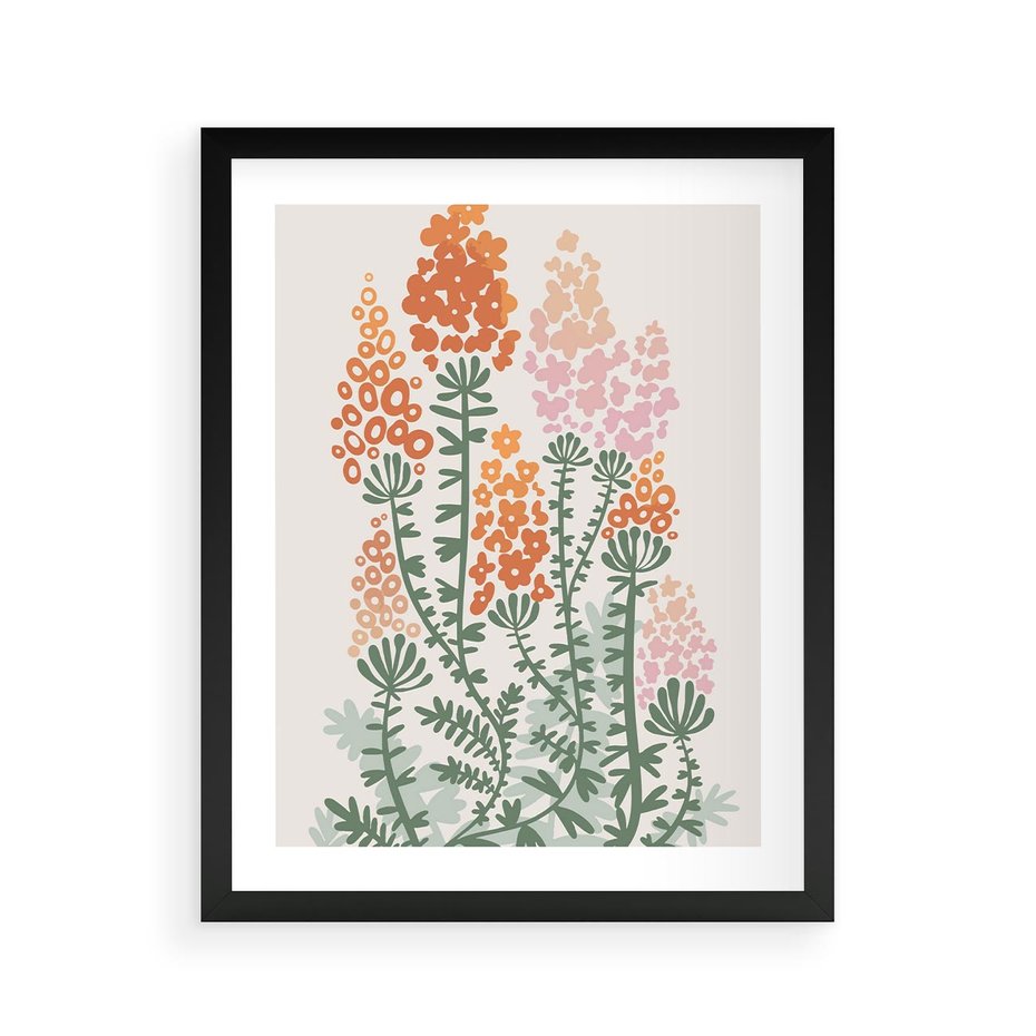 Plakat w ramie 40x50 - Kwiatowe Uniesienia - kwiaty polne, plakat - rama czarna