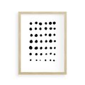 Plakat w ramie 30x40 - Refleksje Światła - minimalistyczna kompozycja, czarne kropkina białym tle - rama drewno