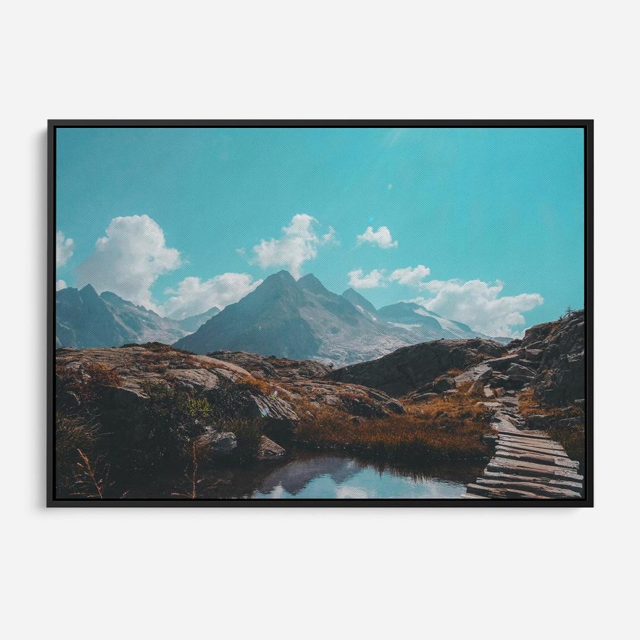 Obraz w ramie 100x70 - Inspirujący Pejzaż - ścieżka, górska - rama czarna