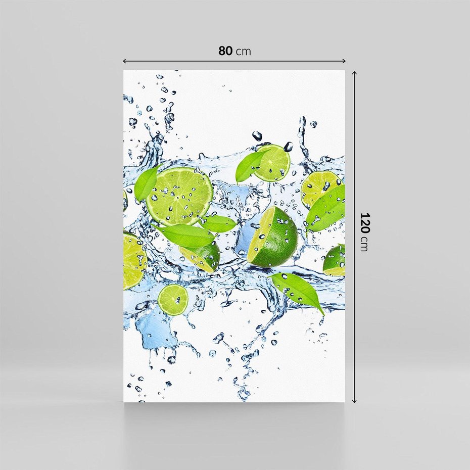 Obraz na płótnie 80x120 - Świeżość limonki i błękity wody - limonka, woda