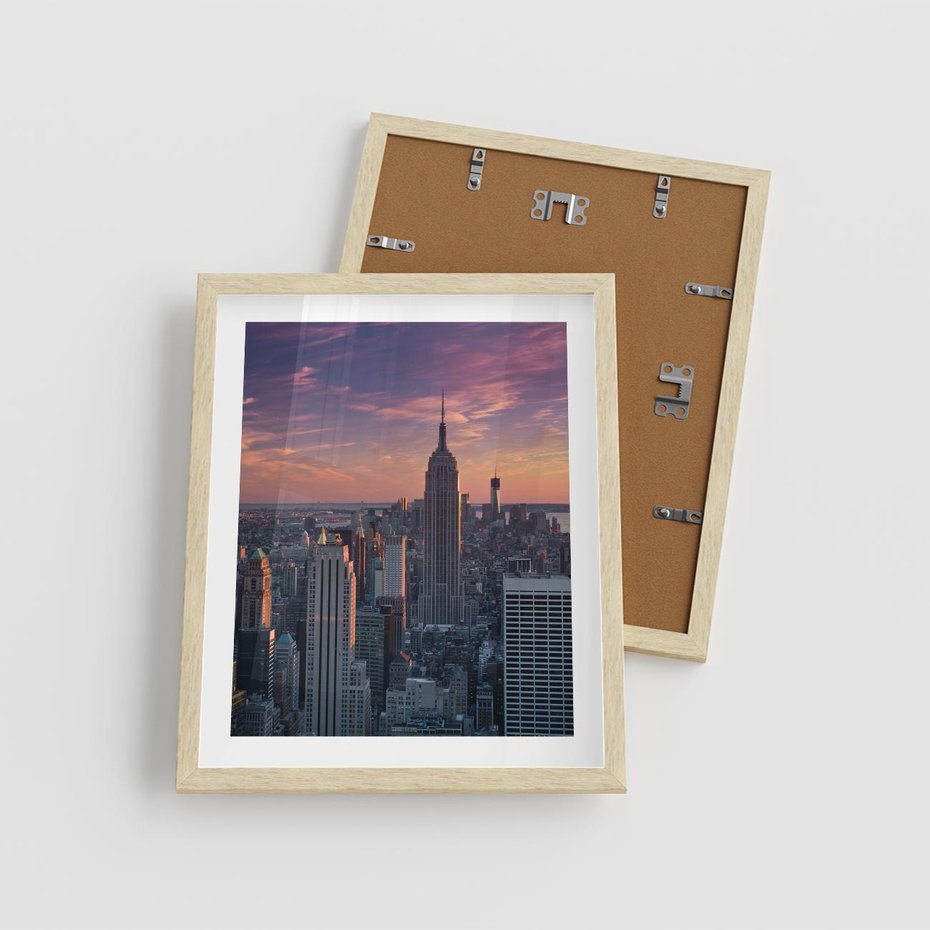 Plakat w ramie 40x50 - Nowy Jork - Błyskawice Manhattanu - Nowy Jork, Manhattan - rama drewno