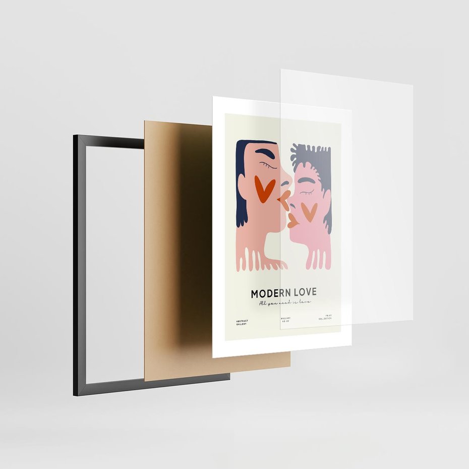 Plakat w ramie 30x40 - Miłość w Kompozycji - miłość, para zakochanych - rama czarna
