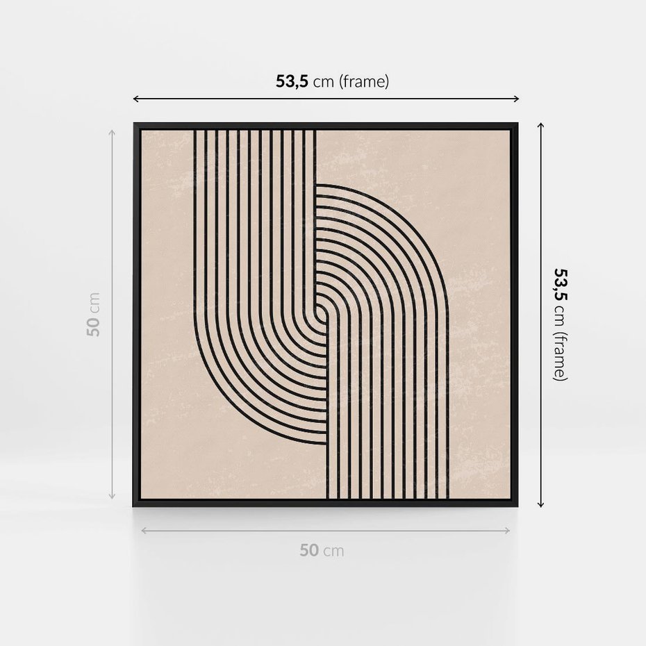 Obraz w ramie 50x50 - Puls Abstrakcji - abstrakcyjne linie, geometria - rama czarna