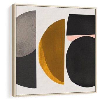 Obraz w ramie 50x50 - Tajemnice sztuki odkryte - geometryczne półkola, kształty - rama drewno