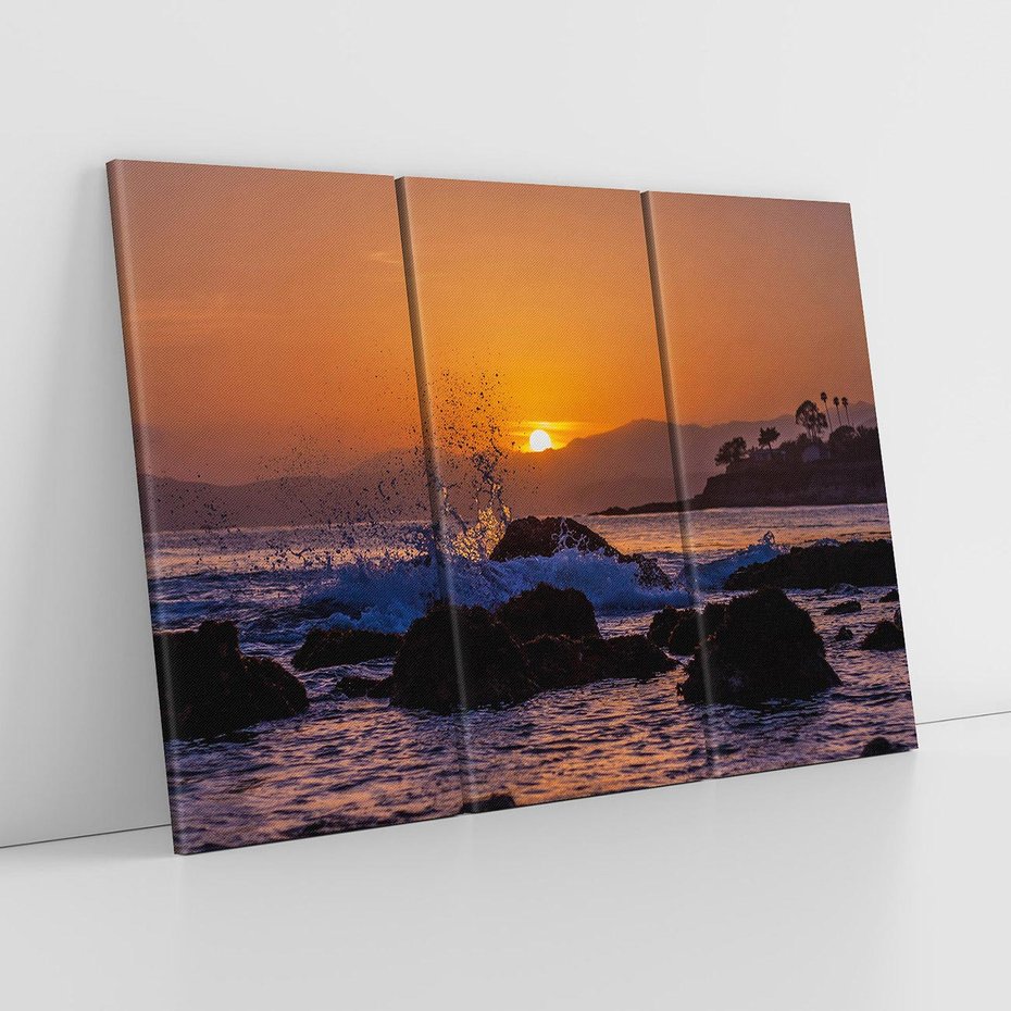 Obraz na płótnie 120x80 - Morze, fale i skały - morze, fale