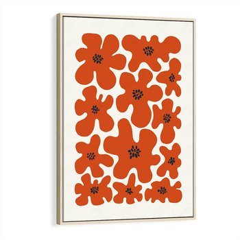 Obraz w ramie 80x120 - Wibracje Przestrzeni - abstrakcyjne czerwone kwiaty, kompozycja - rama drewno