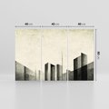 Obraz na płótnie 120x80 - Mroczne Wieżowce - postarzana grafika, perspektywa budynków wieżowców