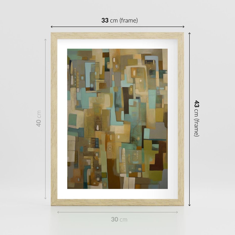 Plakat w ramie 30x40 - Kolorowe Wyobrażenia - abstrakcyjny obraz, mnogość kolorów - rama drewno