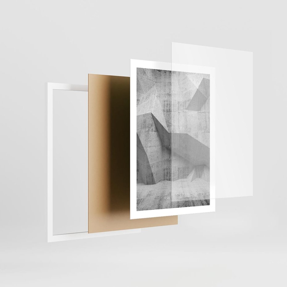 Plakat w ramie 50x70 - Geometryczna harmonia sztuki - geometria, sztuka - rama biała