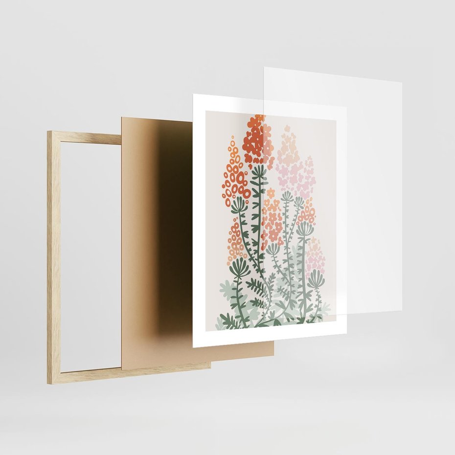 Plakat w ramie 40x50 - Kwiatowe Uniesienia - kwiaty polne, plakat - rama drewno