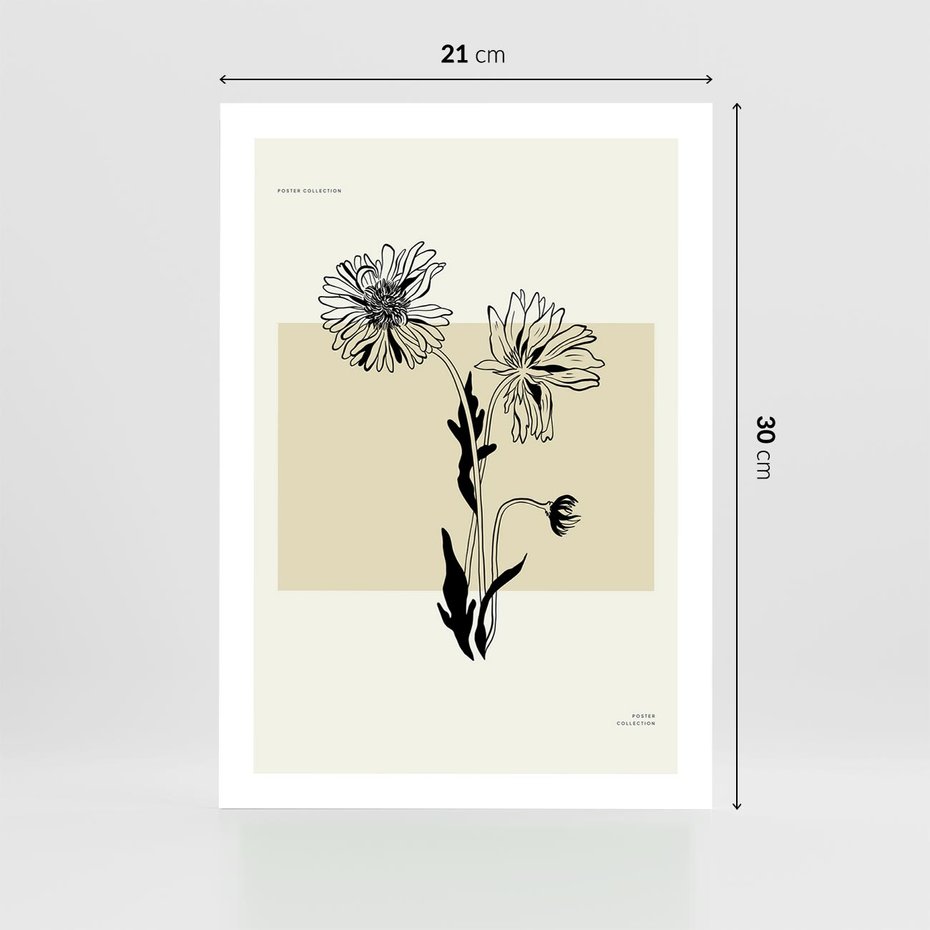 Plakat bez ramy 21x30 - Kwiatowe Płótno - kwiaty, typografia