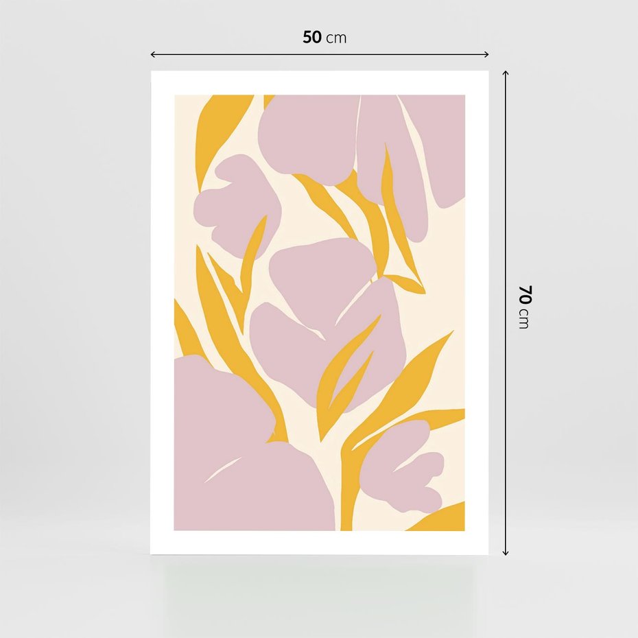 Plakat bez ramy 50x70 - Migocące Wibracje - abstrakcyjne kwiaty, pastelowe kolory