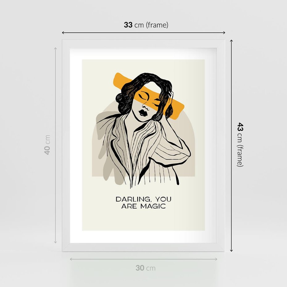 Plakat w ramie 30x40 - Sztuka Kobiecej Osobowości - nowoczesna grafika, kobieta - rama biała