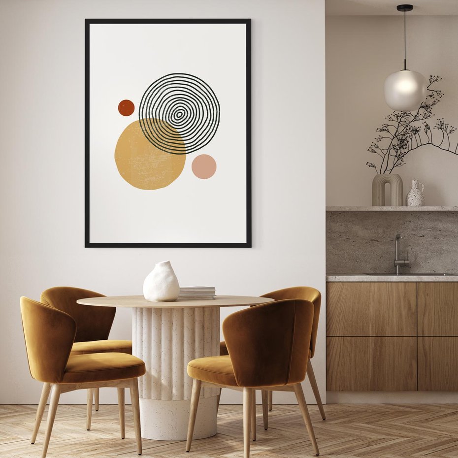 Plakat bez ramy 21x30 - Wewnętrzne Formy - koła okręgi, abstrakcyjna nowoczesna sztuka