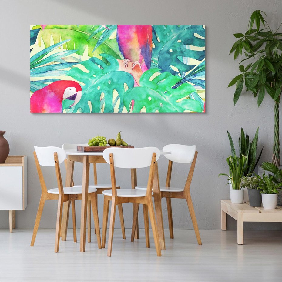 Obraz na płótnie 100x50 - Egzotyczna Przygoda - tropikalne, liście