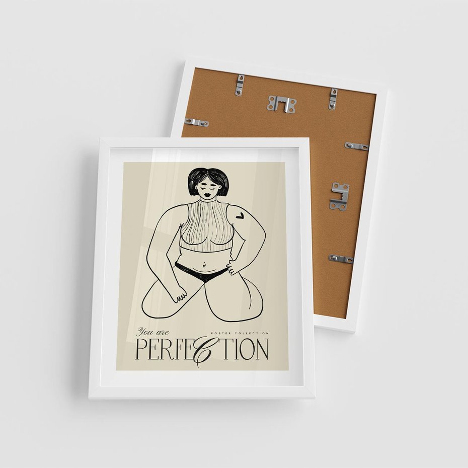 Plakat w ramie 40x50 - Refleksje Przejmujących Myśli - rysunek, plakat - rama biała