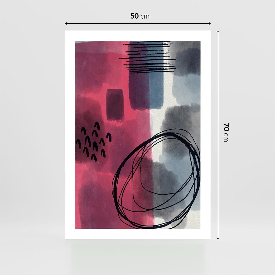 Plakat bez ramy 50x70 - Formy w Różu i Granacie - abstrakcja, różne formy