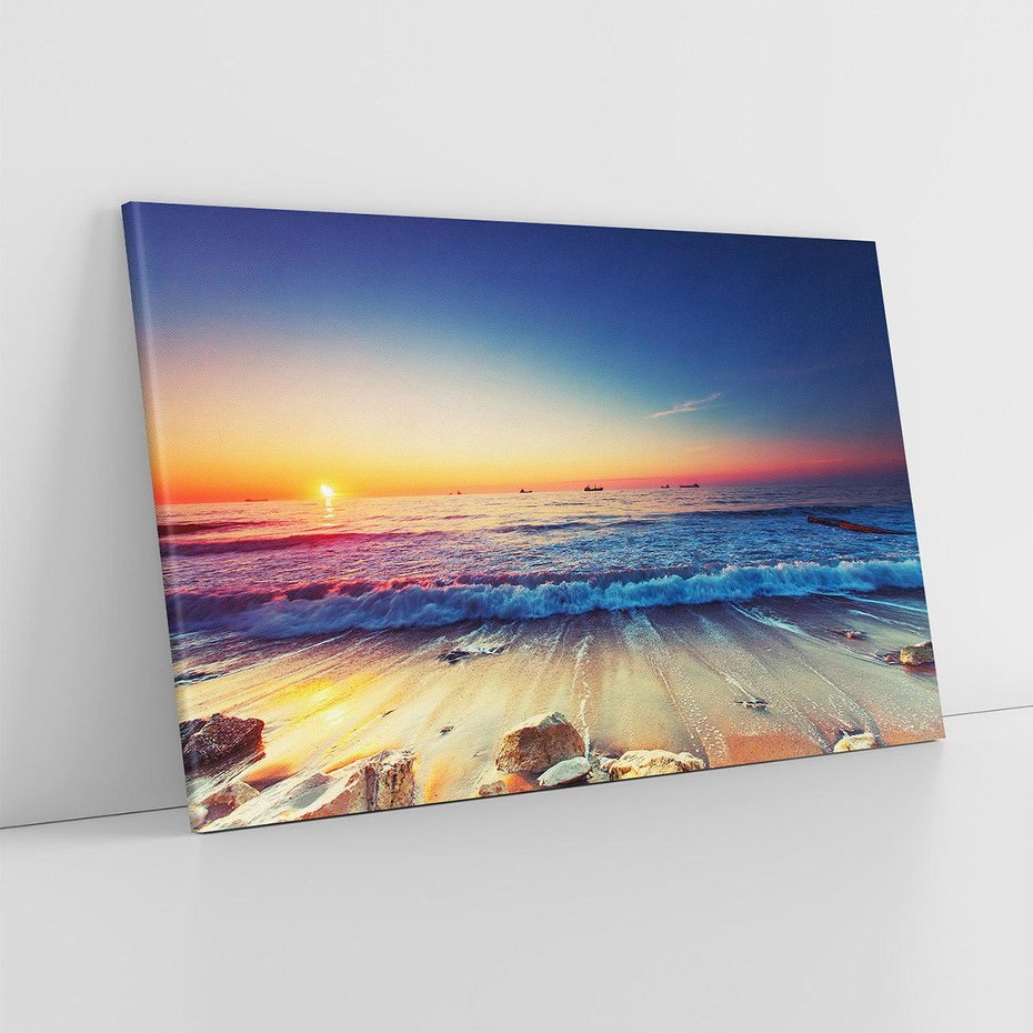 Obraz na płótnie 70x50 - Morze, plaża, statki - morze, plaża