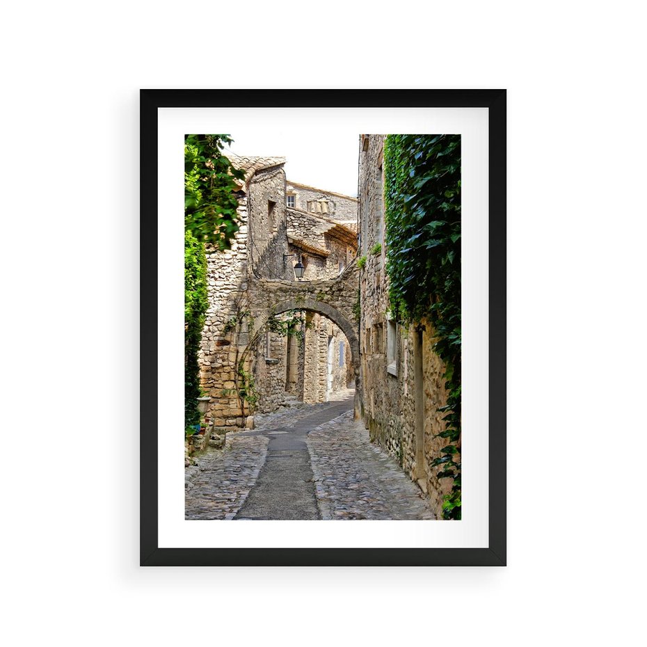 Plakat w ramie 30x40 - Urokliwa perspektywa uliczki - uliczka, perspektywa - rama czarna