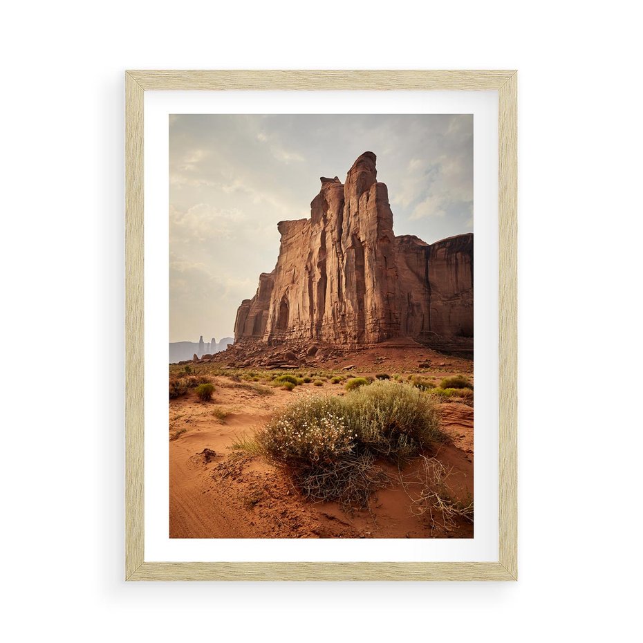 Plakat w ramie 50x70 - Pejzaż pustynnego kanionu - pustynia, kanion - rama drewno