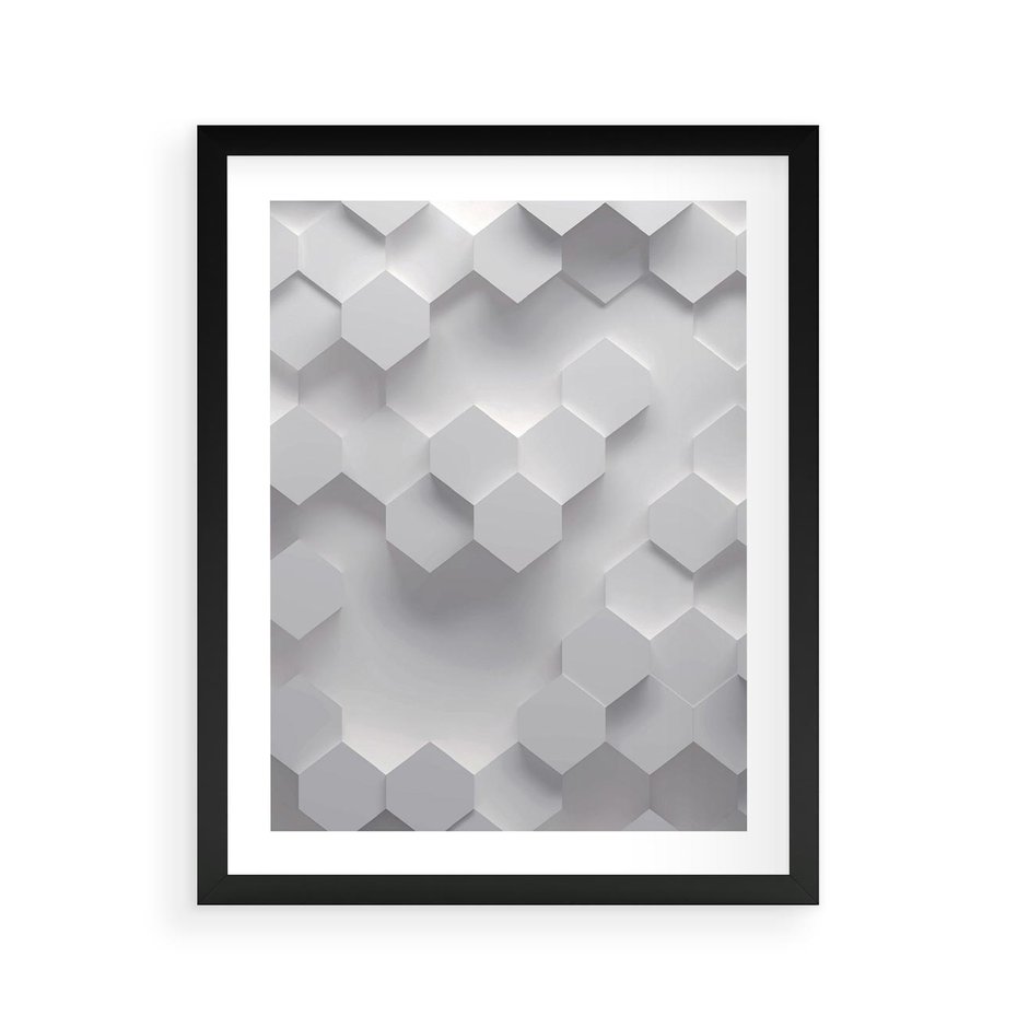 Plakat w ramie 40x50 - Kreatywna Forma - geometryczny, 3D - rama czarna