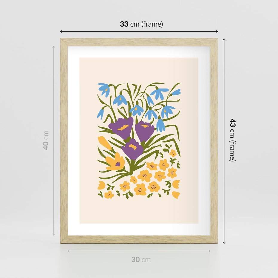 Plakat w ramie 30x40 - Kwiatowe Przenikanie - kwiaty, sztuka nowoczesna - rama drewno