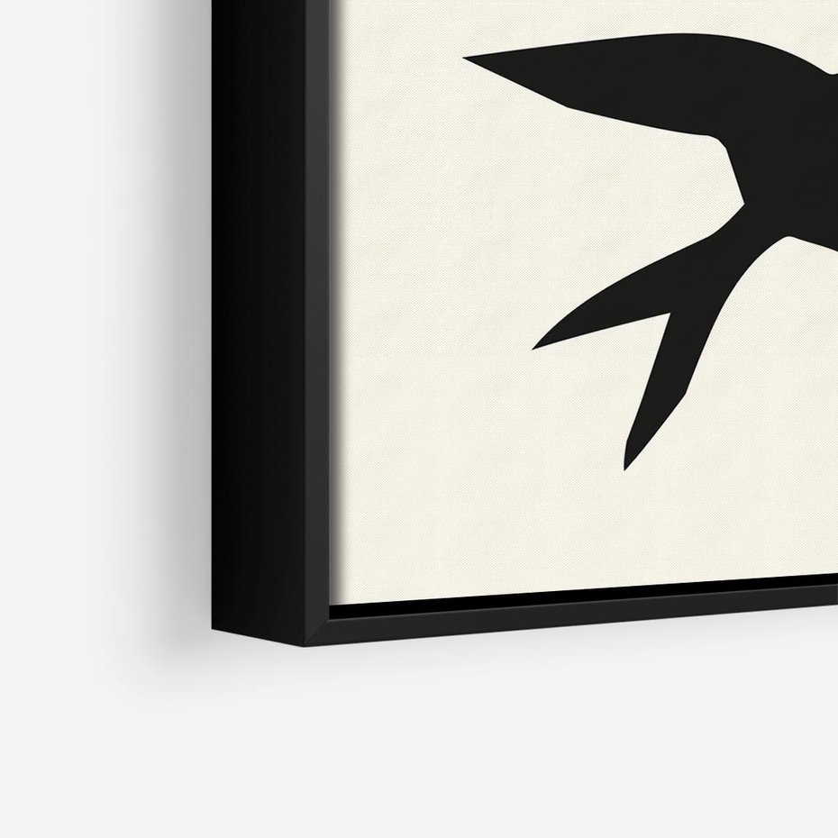 Obraz w ramie 50x50 - Kreatywne Echa - jaskółki, minimalizm - rama czarna