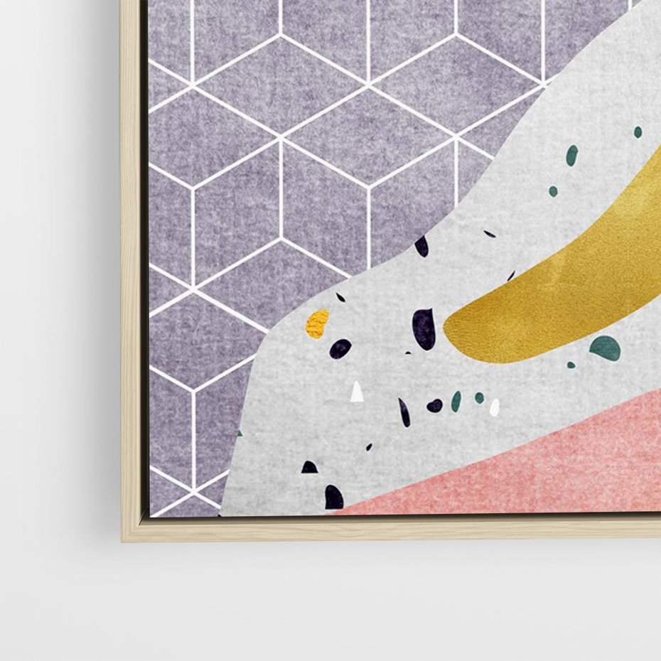 Obraz w ramie 100x70 - Eklektyczny Mix - kolaż, pastelowe abstrakcyjne plamy - rama drewno