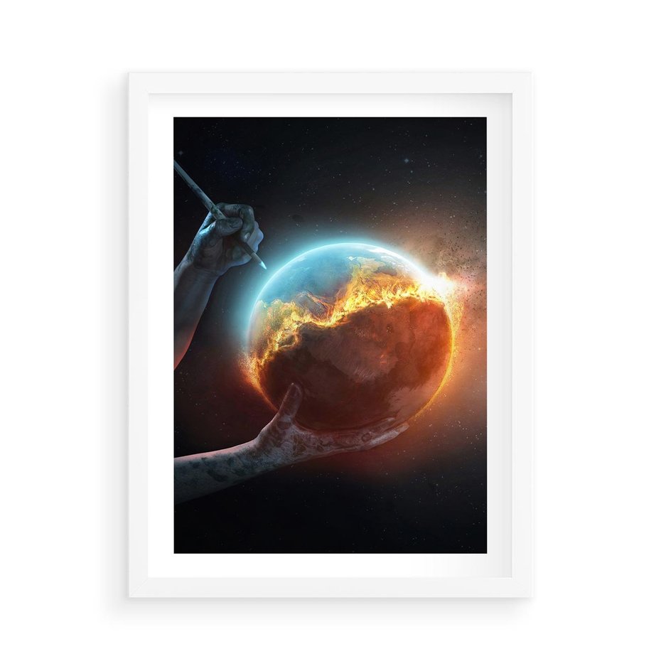 Plakat w ramie 50x70 - Nieznane przestrzenie - planeta, kosmos - rama biała