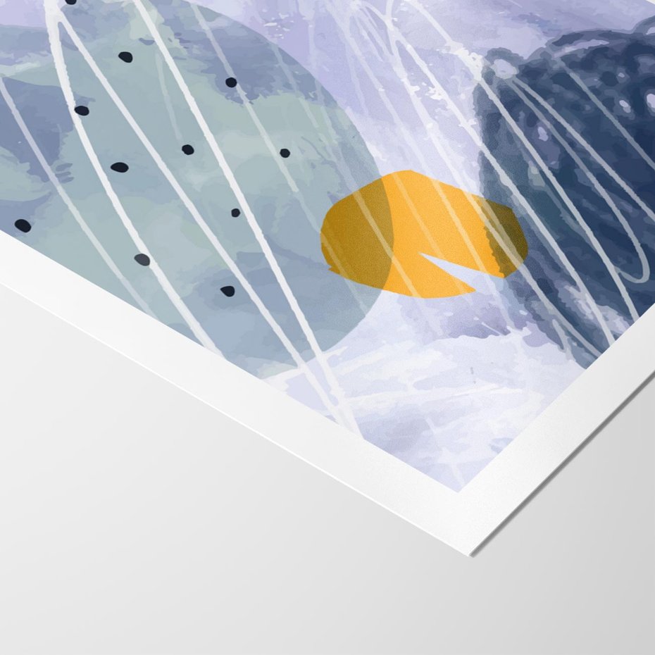 Plakat bez ramy 21x30 - Pastelowe Przenikanie - abstrakcyjny plakat do młodzieżowego pokoju, granaty fiolety