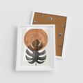 Plakat w ramie 40x50 - Natura a Sztuka - liść monstery, czarna grafika - rama biała