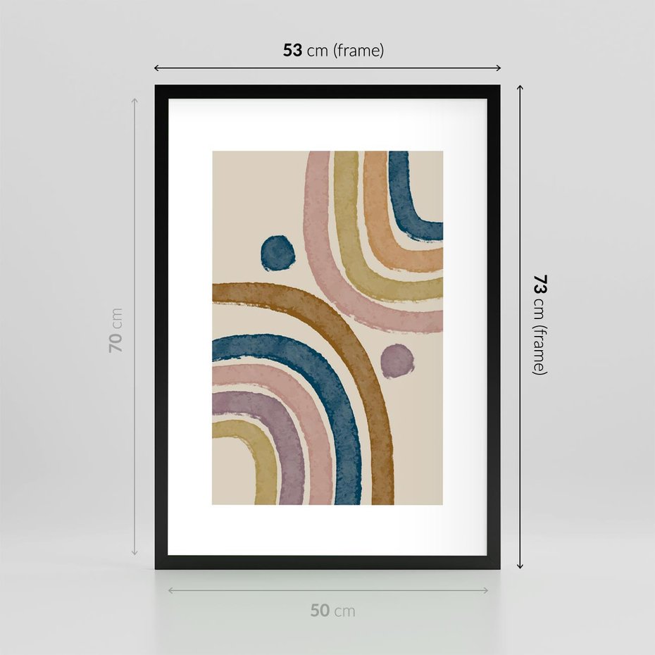 Plakat w ramie 50x70 - Kształtujące Inspiracje - abstrakcyjne tęcze, kompozycja - rama czarna