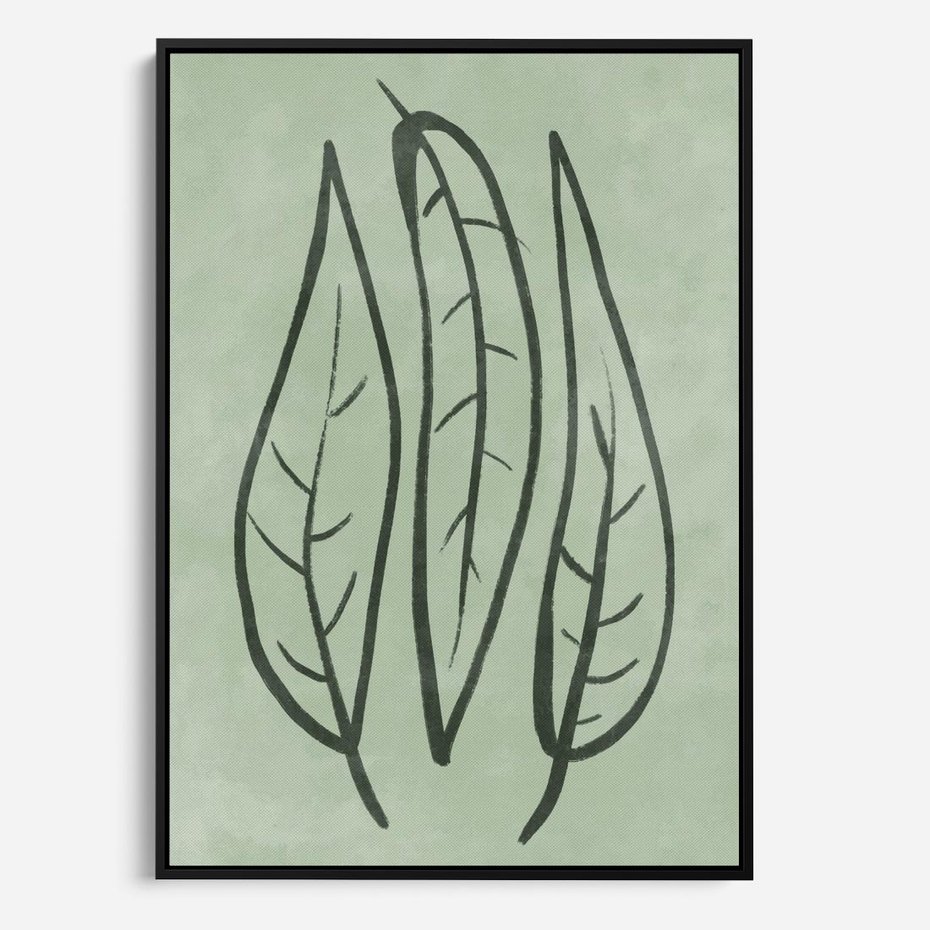 Obraz w ramie 70x100 - Energetyczne Ekspresje Natury - zielony plakat, roślinne motywy - rama czarna