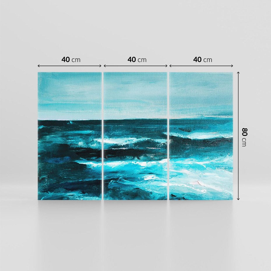 Obraz na płótnie 120x80 - Burza Nad Granatowym Oceanem - piękny marynistyczny obraz olejny, wzburzone ciemne morze