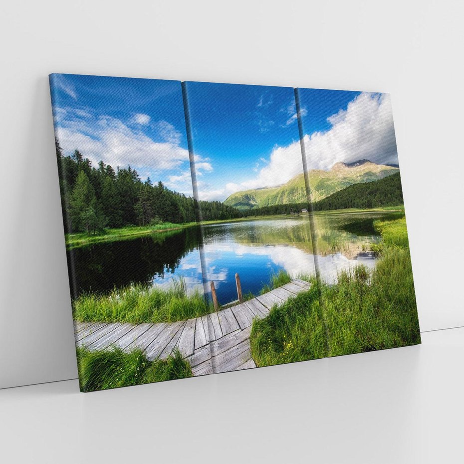 Obraz na płótnie 120x80 - Góry nad jeziorem: Spokój natury - góry, jezioro