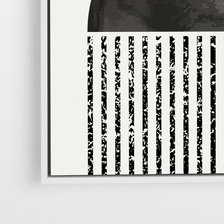 Obraz w ramie 80x80 - Księga Wibracji - abstrakcyjne czarno białe formy, minmalizm - rama biała