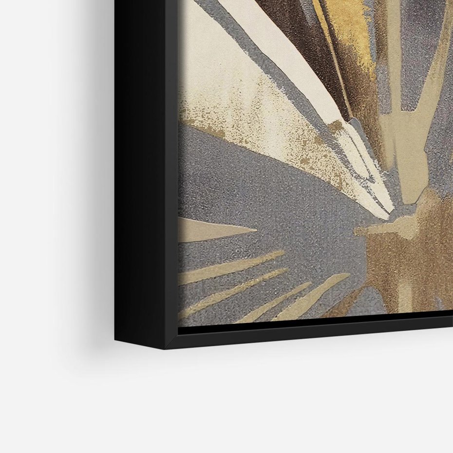 Obraz w ramie 50x50 - Szept roślinnych emocji - olejna abstrakcja, złoto i brąz - rama czarna