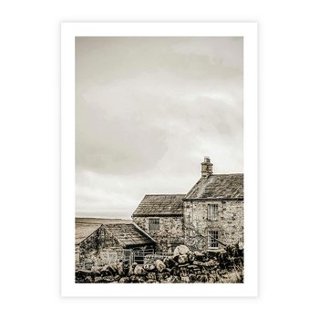 Plakat bez ramy 50x70 - Kamienny Dom w Odcieniach Sepii - stary kamienny dom, odcienie sepii