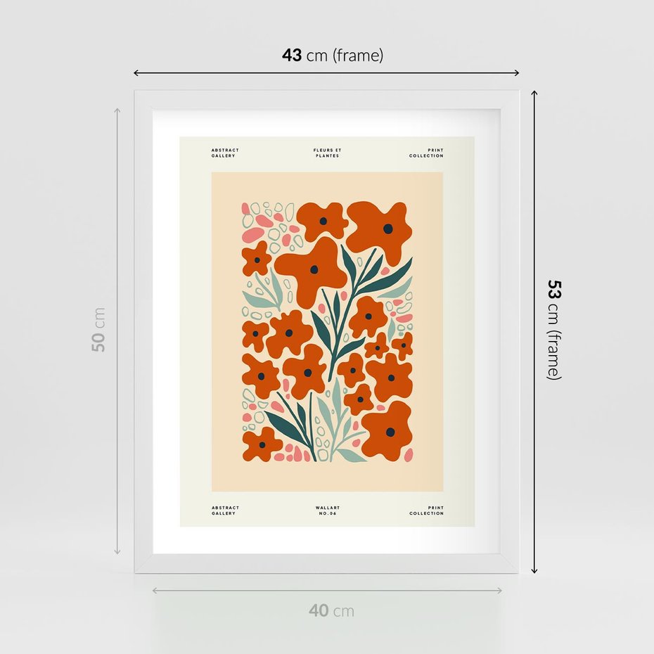 Plakat w ramie 40x50 - Refleksje Kolorowych Tajemnic - kwiaty, kompozycja - rama biała