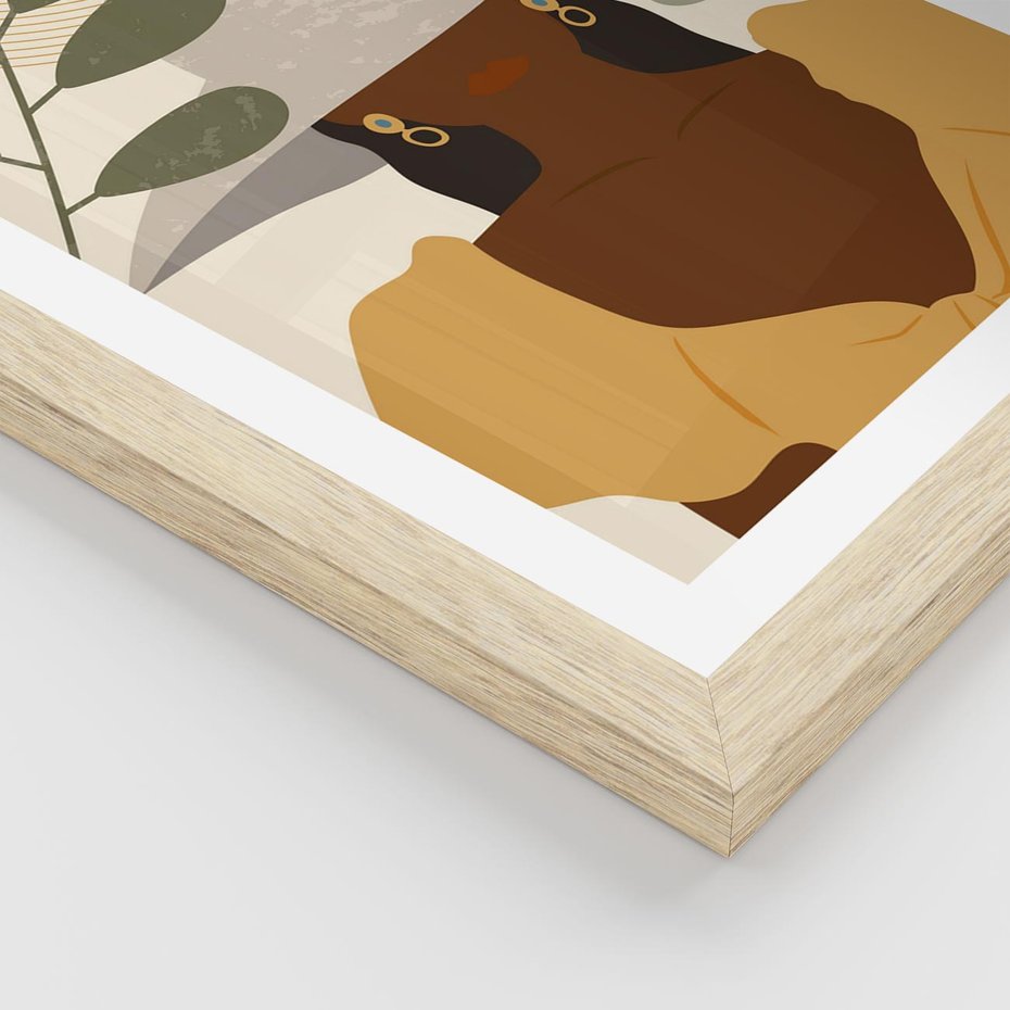 Plakat w ramie 40x50 - Grafika w Innowacyjnym Stylu - grafika, postać kobiety - rama drewno