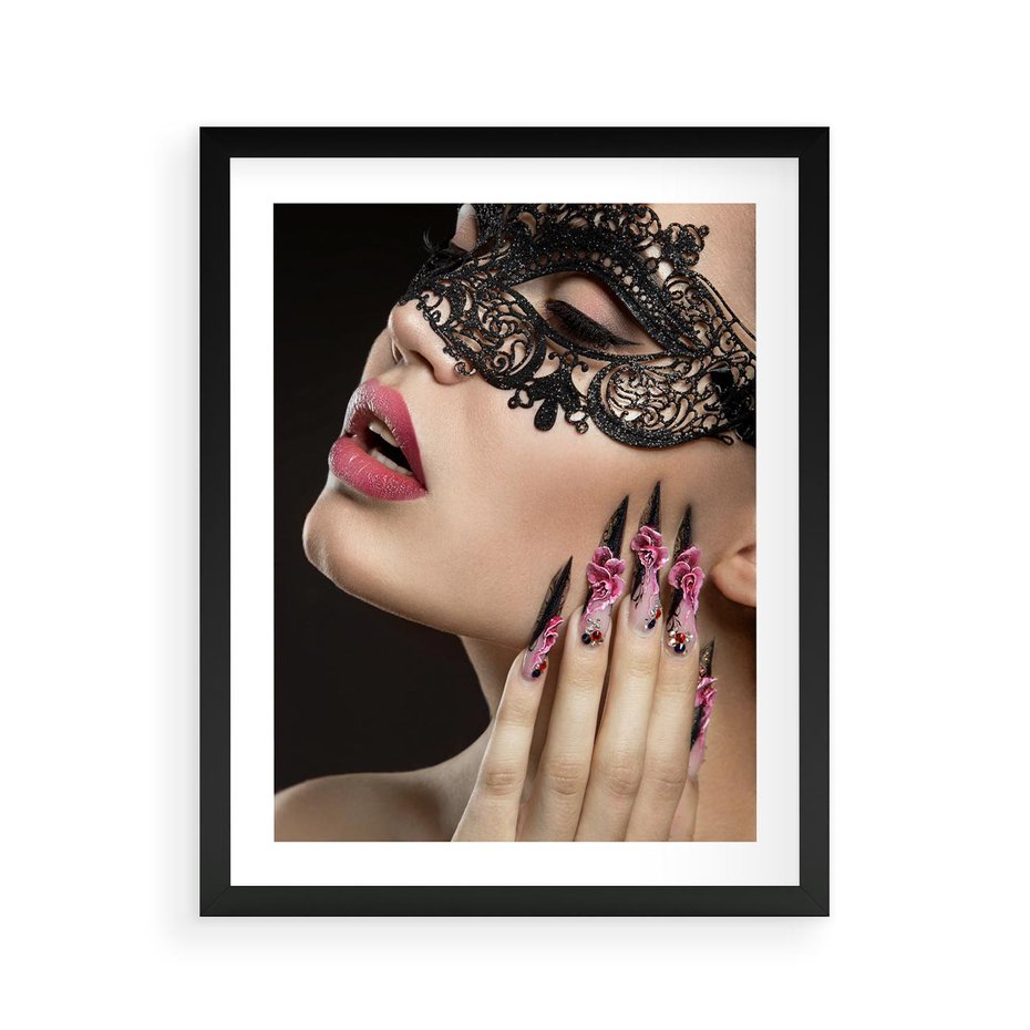 Plakat w ramie 40x50 - Piękno na tipsach - beauty, manicure - rama czarna