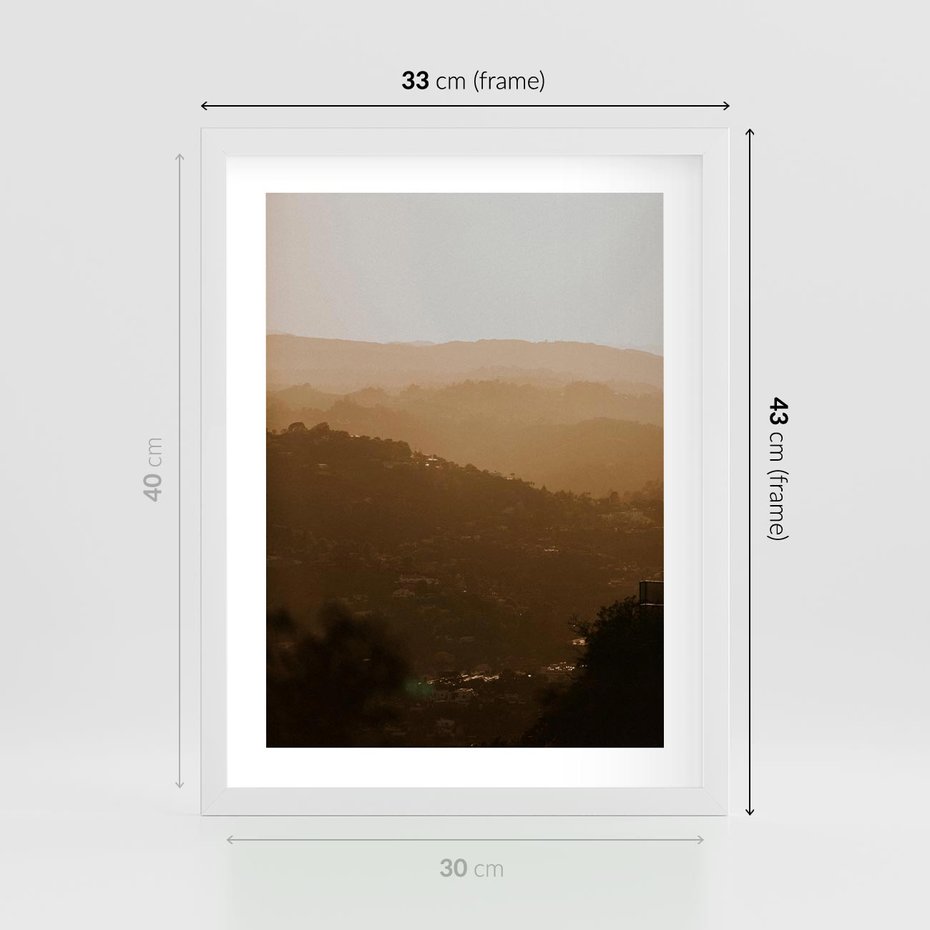 Plakat w ramie 30x40 - Odejście Słońca - pejzaż, zachód - rama biała