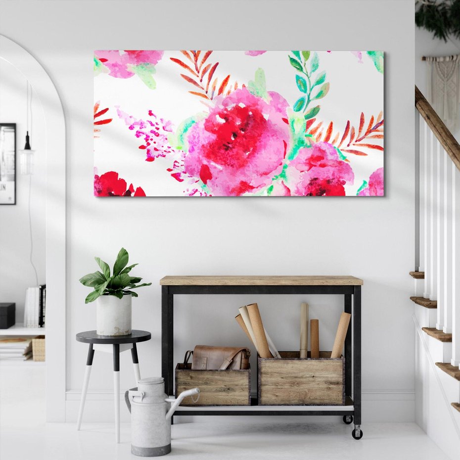 Obraz na płótnie 120x60 - Delikatna Akwarela - kwiaty, akwarela