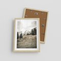 Plakat w ramie 30x40 - Krajobraz Sepii: Domek w Górach - domek w górach, góry - rama drewno