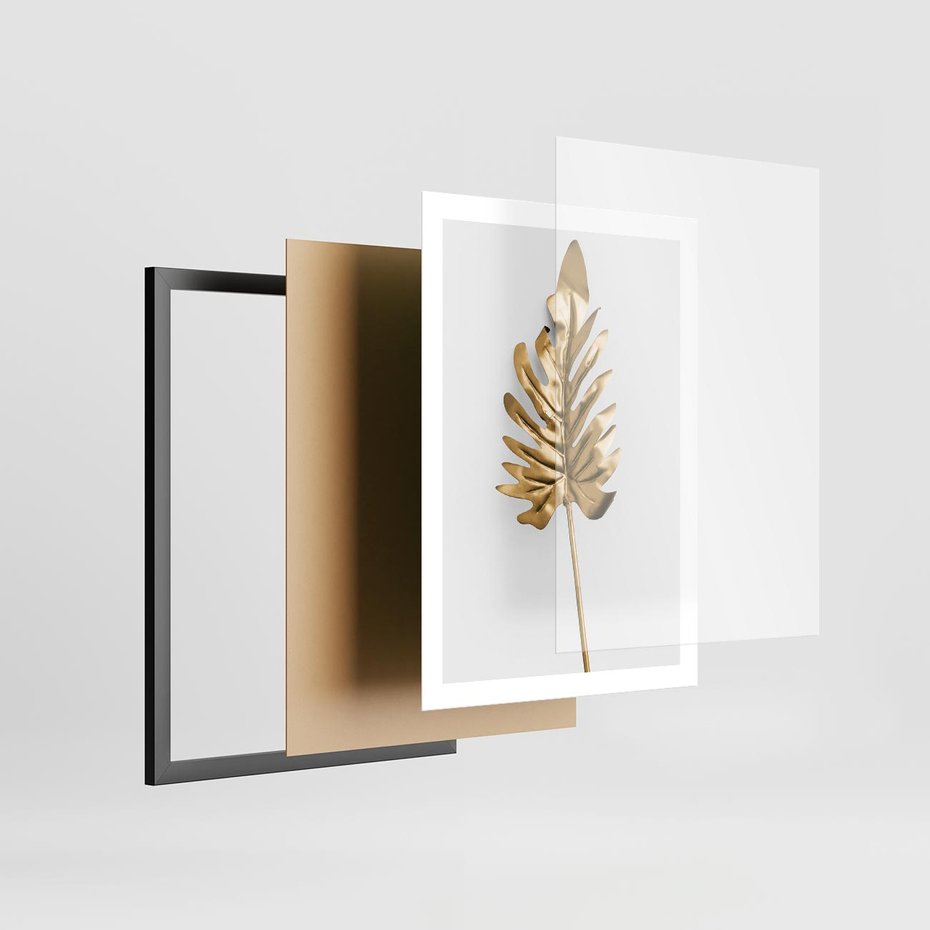 Plakat w ramie 50x70 - Ponadczasowy Urok - złote, liście - rama czarna