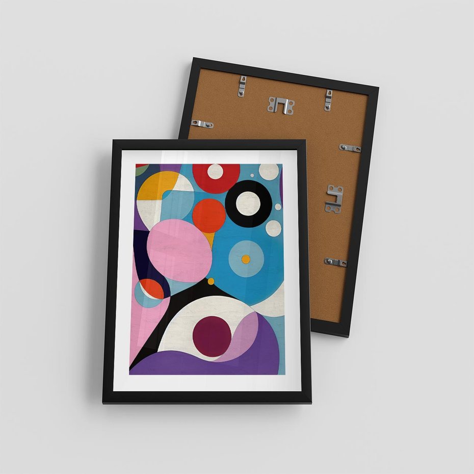 Plakat w ramie 30x40 - Kolorowe Ulotności - abstrakcyjny obraz olejny, żywe kolory - rama czarna