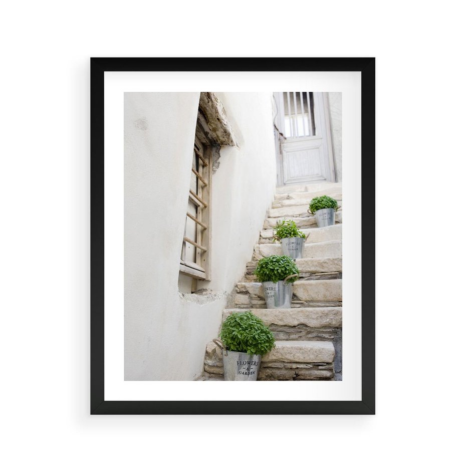 Plakat w ramie 40x50 - Wznoszące się Marzenia - schody, perspektywa - rama czarna
