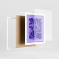 Plakat w ramie 40x50 - Migocące Boho Wibracje - kwiaty, energetyczne fioletowe tło - rama biała