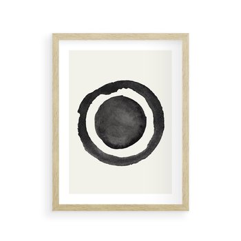 Plakat w ramie 30x40 - Bezgraniczne Widoki - abstrakcyjne plamy okręgi, akwarelowe - rama drewno