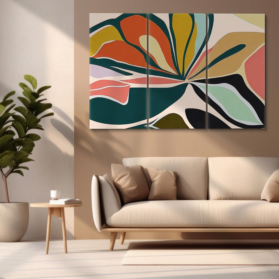 Obraz na płótnie 120x80 - Kolory Ziemi - olejny obraz, abstrakcja w kształcie kwiatu